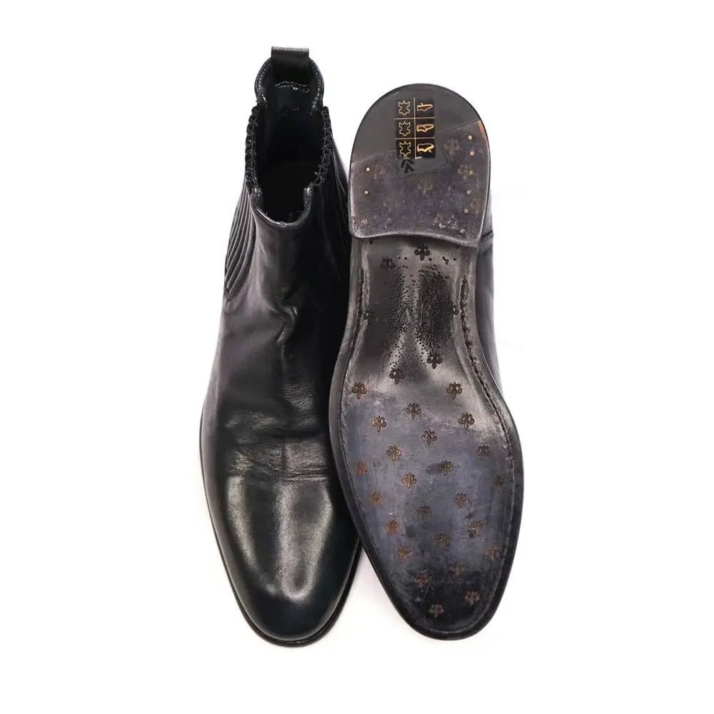 $898 JOHN VARVATOS - Dark Gray Distressed Leather Boots - 8.5